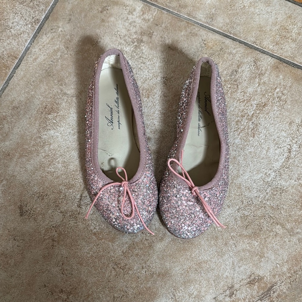 Anniel Pink Glitter Kids Dress Shoes